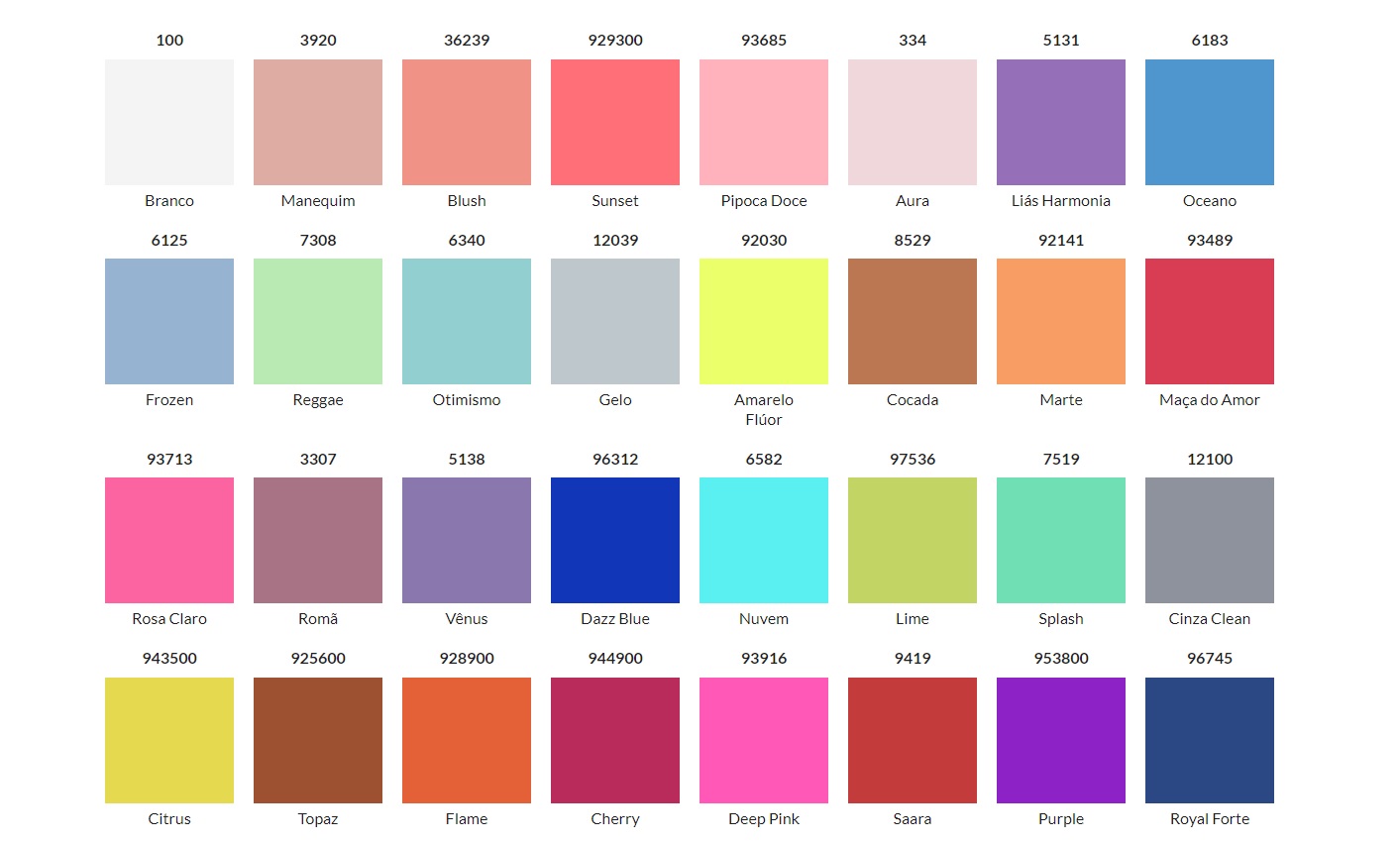 Cartela de cores