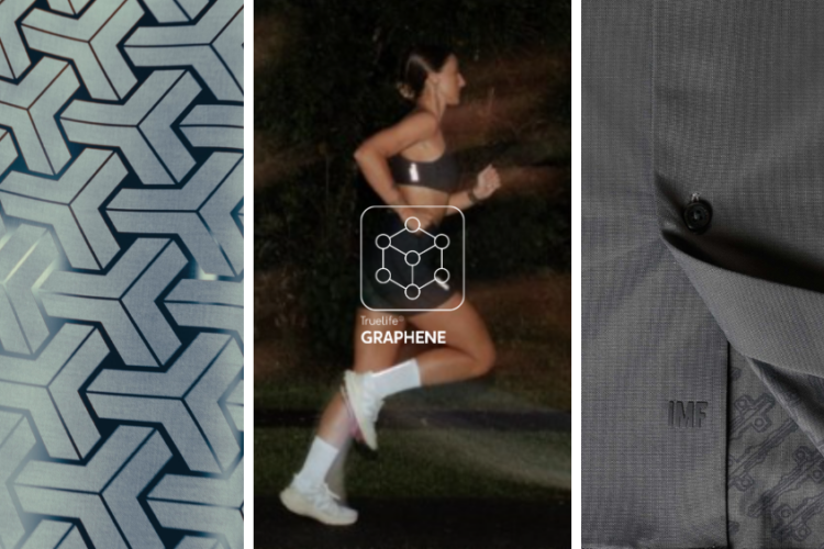 Tecido com grafeno aplicado em roupas esportivas e tecidos técnicos com compressão, proteção UV e desempenho térmico.